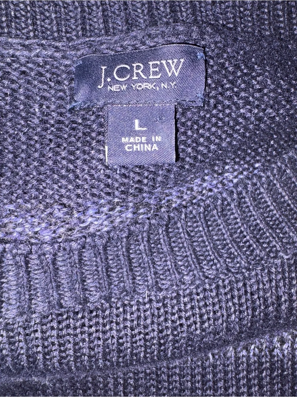 J. Crew 100% Linen Crewneck Sweater Navy/Blue Stripe Lightweight Layering